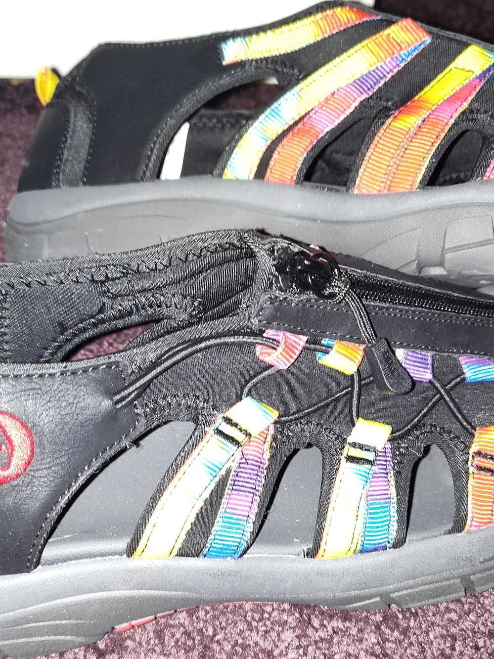 Keen Youth Sz 6 Billy Water Shoes Black with Rainbow Straps
